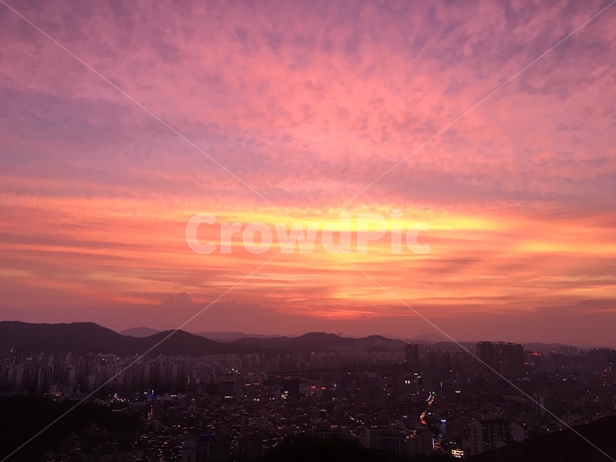 하늘,석양,보라,태양,구름