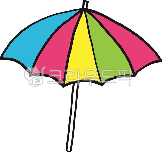 파라솔,무지개,일러스트,삽화,벡터,여름,휴양지