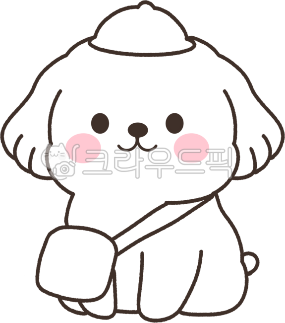 강아지유치원,강아지,귀여운,일러스트,캐릭터,모자,가방,노란색,반려동물,애완견,행복,즐거운,순진한,사랑스러운,앉아있는,갈색,흰색,시츄,비숑,귀여운강아지
