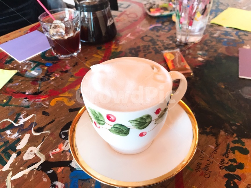 받침접시,pottery,saucer,카페,미술,그림,거품