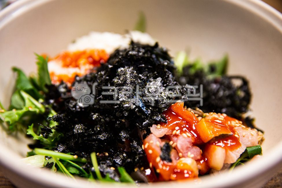 흰밥, 생선회, 김, 야채, 고추장, 사진,이미지,일러스트,캘리그라피 - 우리들작가