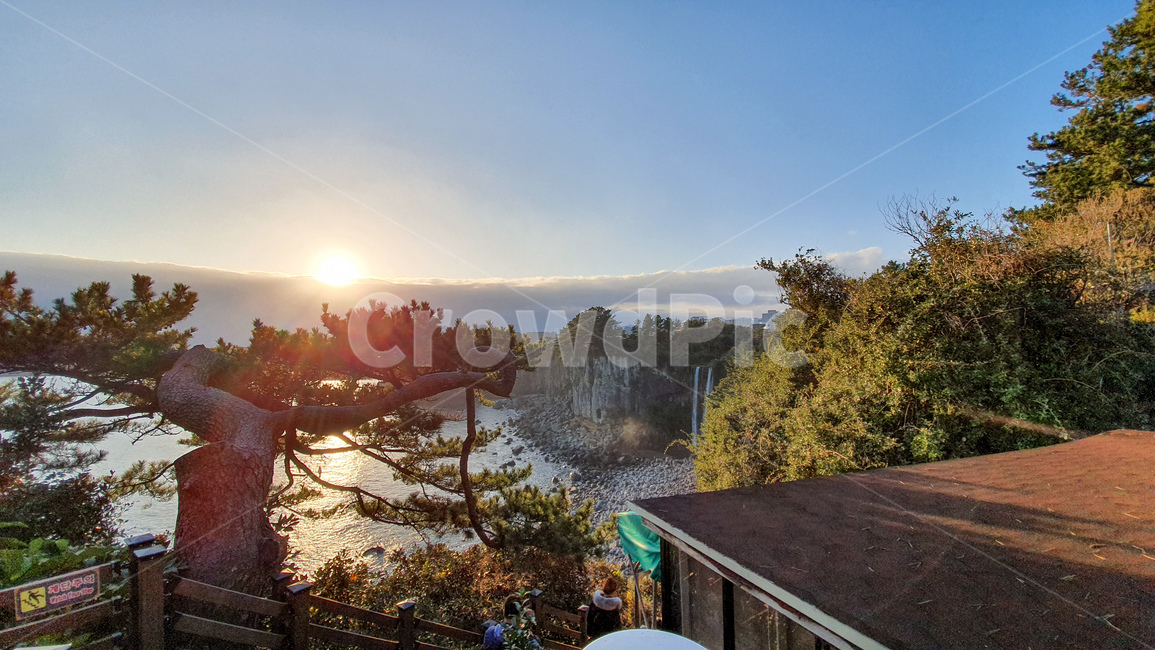 제주도,정방폭포,sunset,일몰,flare,플레어,폭포,빛,light