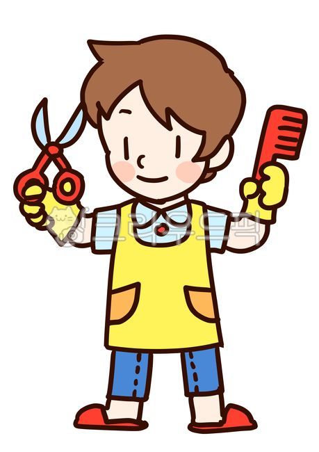 일러스트,캐릭터,헤어드레서,미용사,헤어디자이너,헤어,디자이너,가위,빗,앞치마,미용실,이발,이발사,미용,색칠공부,어린이,유아,아동,아이,진로,직업,꿈,장래희망,남자,남자아이,그래픽,일러스트레이션,graphic,illustration