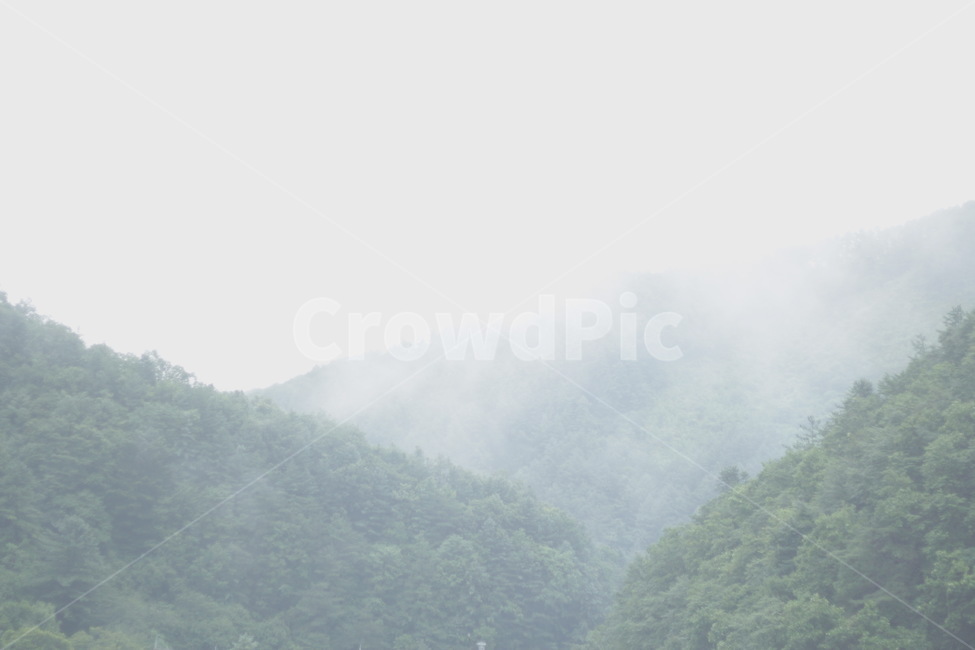 안개,산장,산속,능선,산
