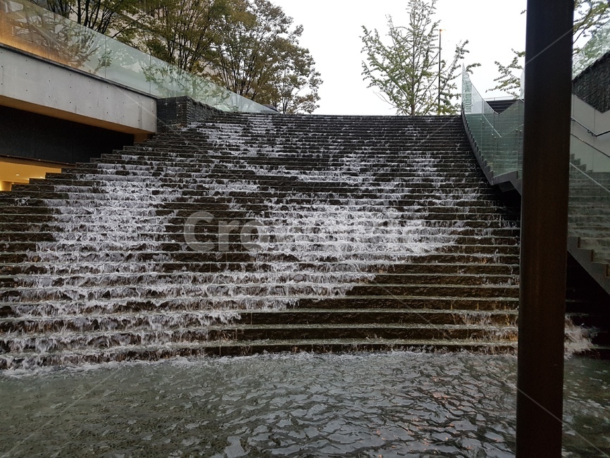 계단,인공,우메다,일본,인공폭포,오사카