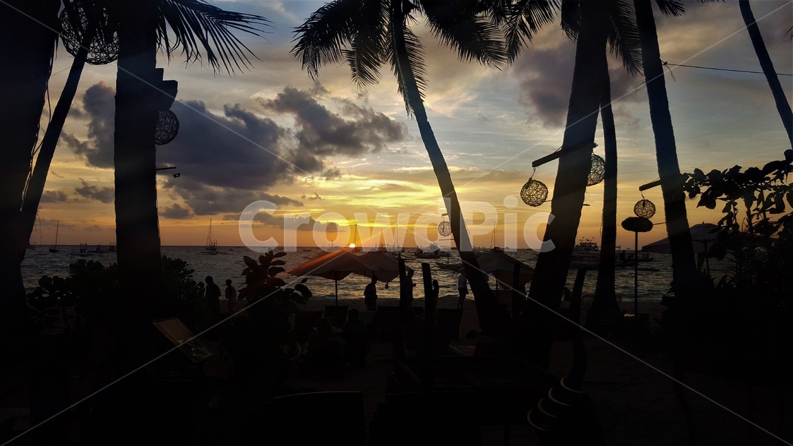보라카이,일몰,바닷가,노을,필리핀,여행자,boracay,리조트,야자수,sunset,수평선