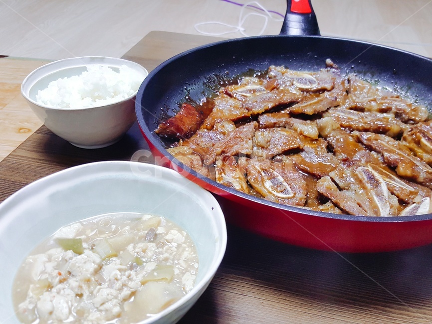 집밥,갈비,두부된장국,요리,홈쿡,집음식,la갈비,고기