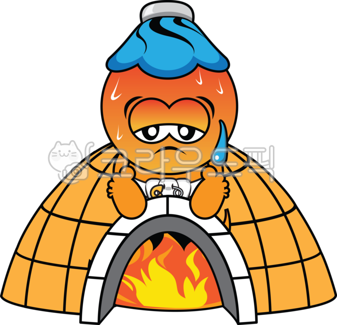 쪼꼬마,일러스트,만화,꼬마,사람,아이,사우나,땀,장작불,불