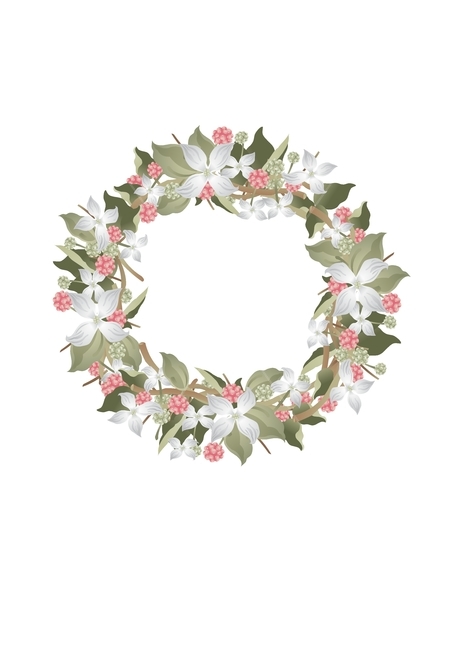 산딸나무,여름,식물,프레임,데코,자연,그린,화이트,딸기,꽃,flower,그래픽,일러스트레이션,graphic,illustration