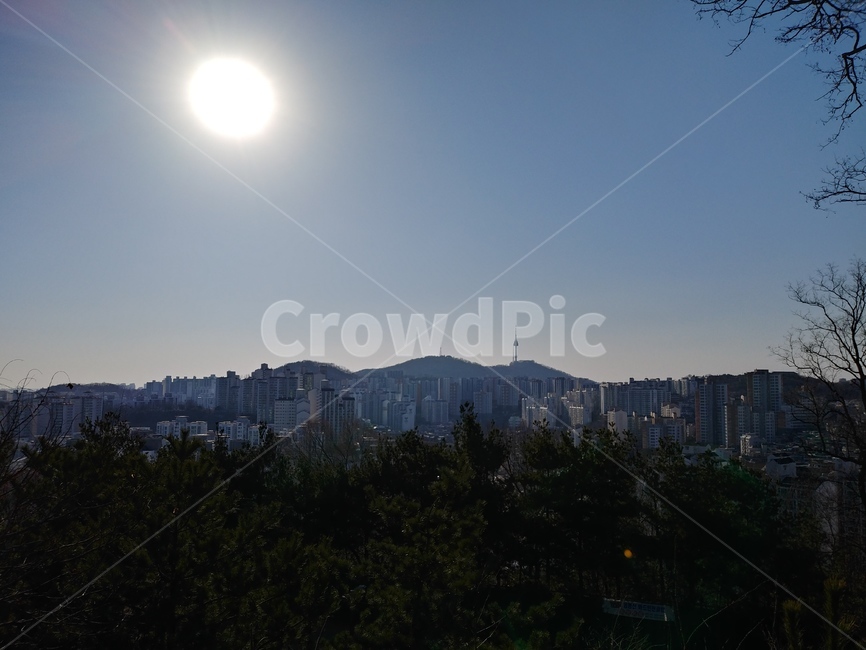 남산타워,nature,자연,옥외,하늘,해,sun