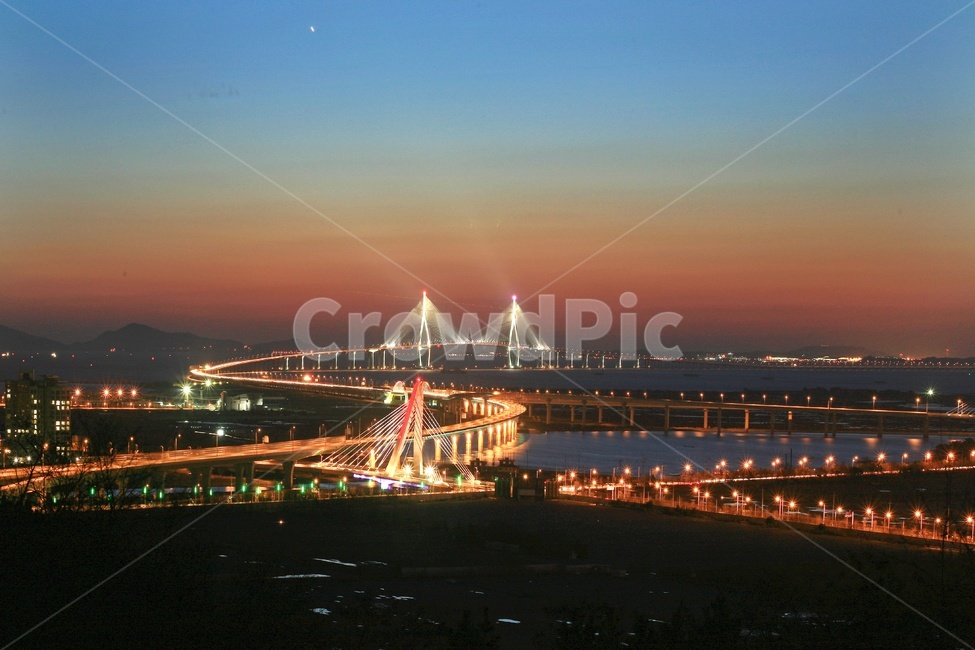 인천,인천대교,야경,인천대교야경,도시야경,석양,공항도로,도로,landscape,경치,scenery,풍경,nature,자연,outdoors,옥외,water,물,town,도시,building,건물,city,시티,road