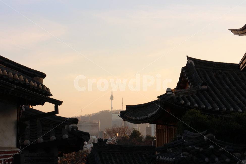 북촌한옥마을,남산타워,노을,한옥,서울노을,koreanlandscape