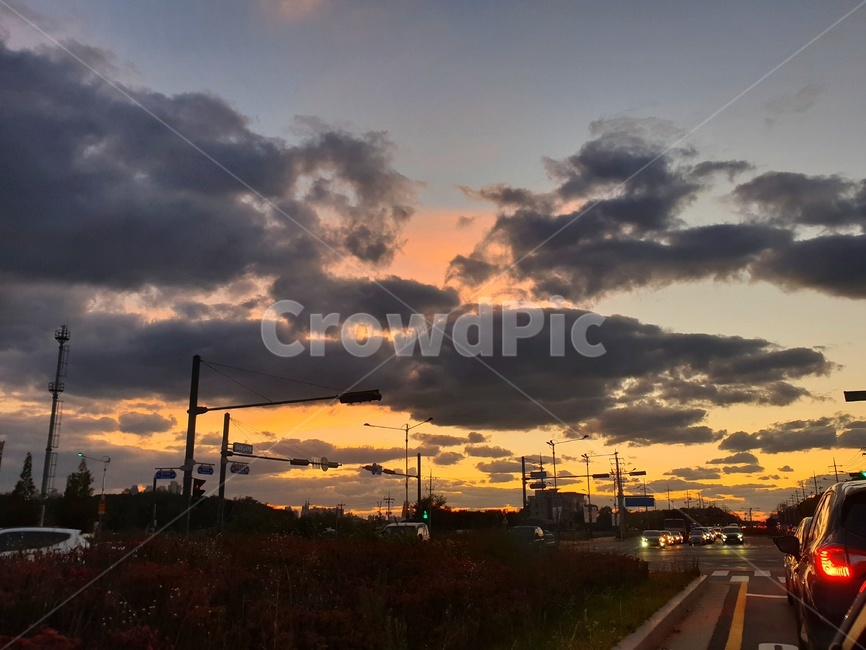 sunset,노을,야경,도로,하늘,구름,교통,교통수단,traffic,transportation