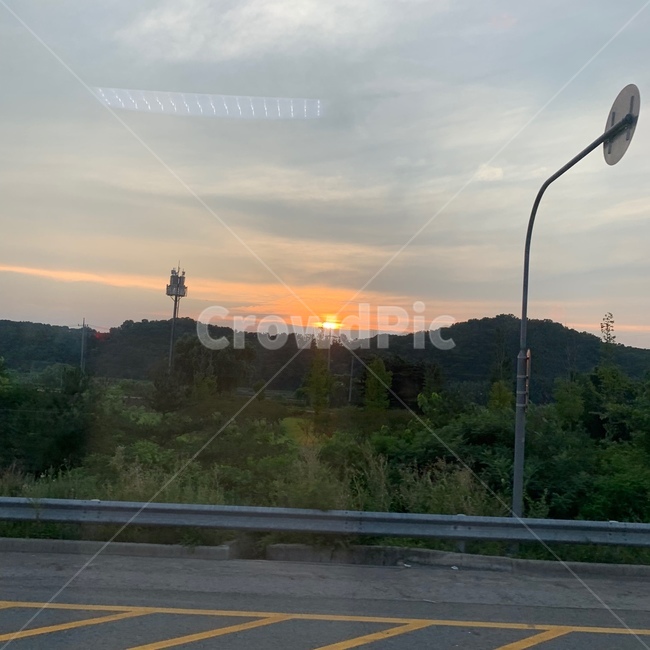 노을,산,해질녘,하늘,풍경