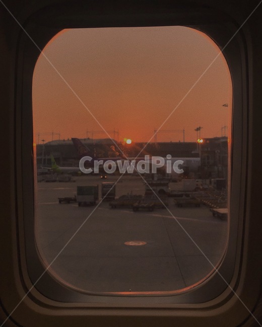 window,창문,일출,비행기,풍경,공항,아침