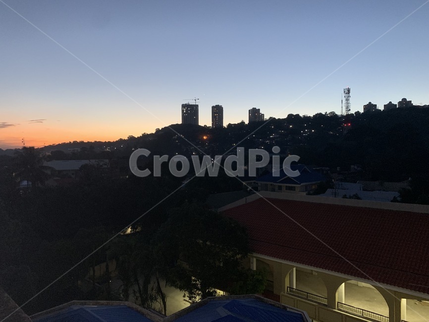 노을,sunset,주황빛하늘,주황색하늘,파란색하늘