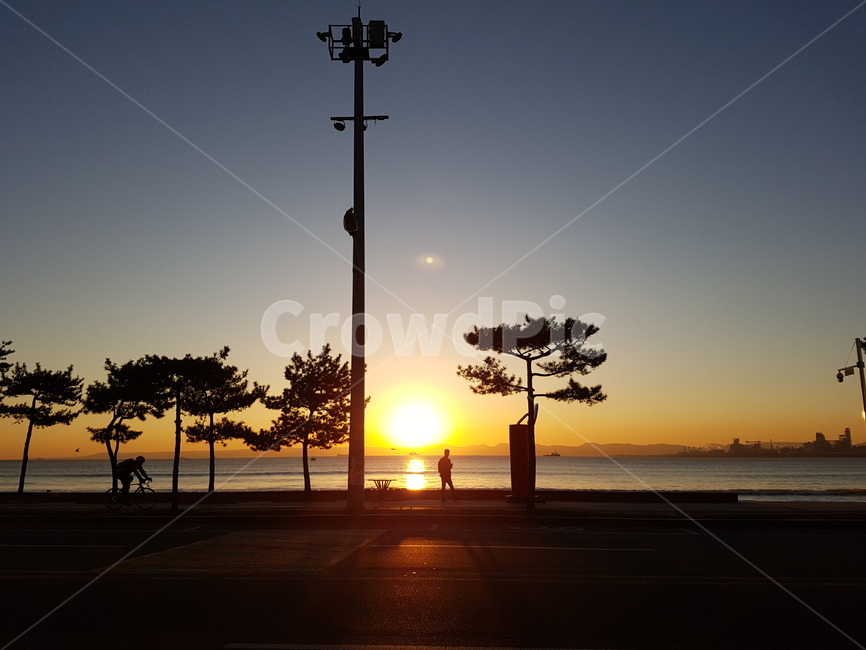 일몰,해,바다,자연풍경,해변