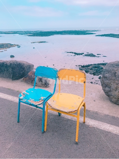 의자,바다,하늘,여유,쉼,감성