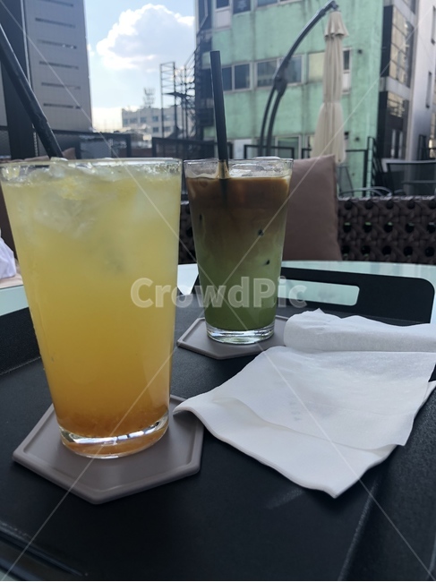 음료,두잔,오렌지에이드,에이드,테라스