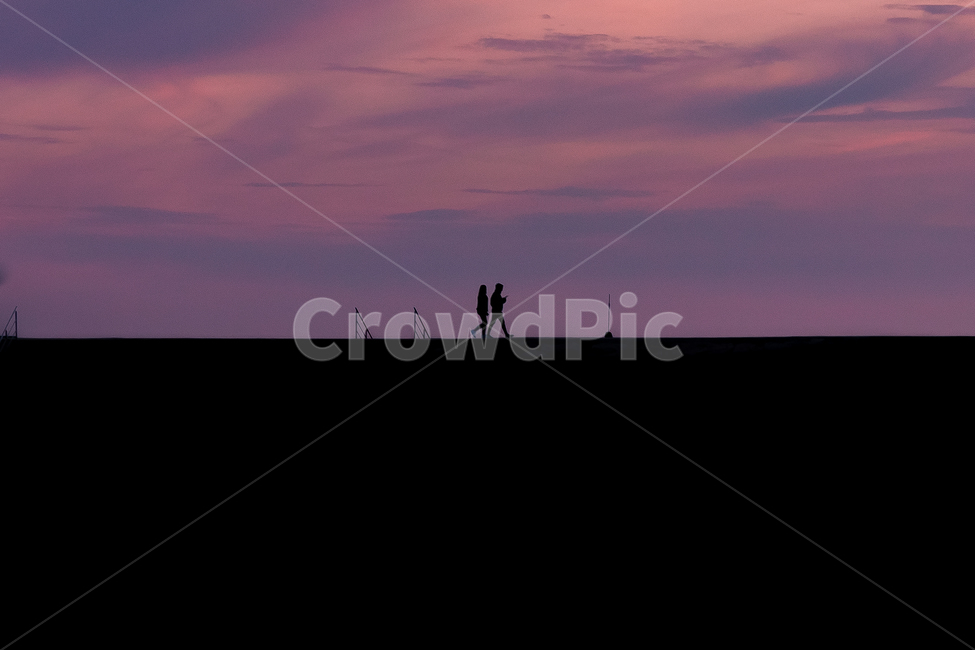 silhouette,실루엣,human,인간,outdoors,자연,nature,사람,person,옥외,하늘,시체스,시체스저녁,노을,저녁노을