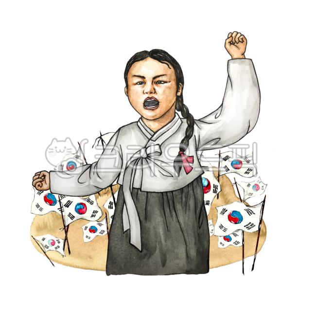 flag,work out,righteous person,history,Verse 31,independence movement,korea,our country,Independent,person,Korea horray,Watercolor,female,Yu Gwansoon