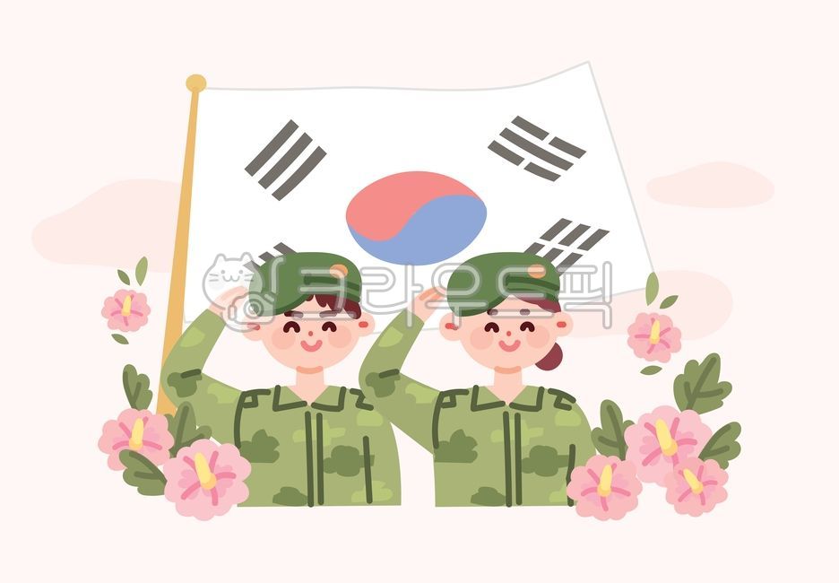 호국보훈의달,호국보훈,6월,무궁화,태극기,꽃,식물,장식,데코,디자인소스,일러스트,벡터,귀여운,잎사귀,애국,깃발,정신,나라,국가,기념일,캐릭터,인물,사람,군인,군복,충성,포즈,경례,군대,하늘,청년,현충일,그래픽,일러스트레이션,graphic,illustration