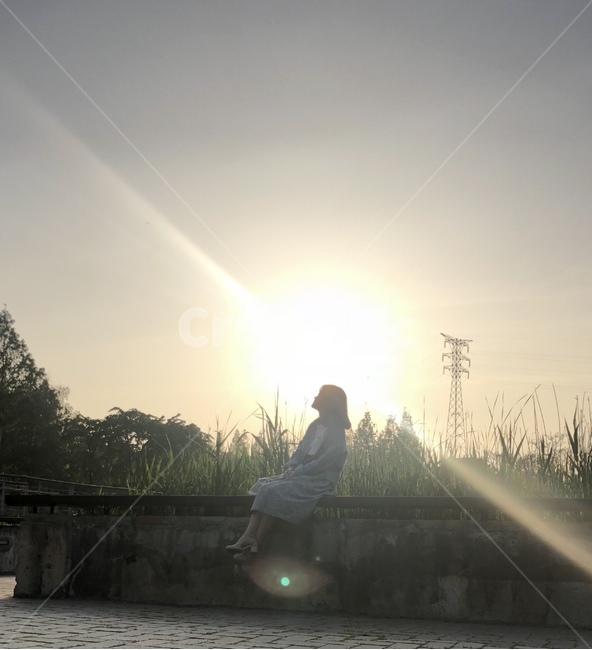 노을,공원,하늘,여자,인물,사람,옆모습,일상,감성,산책,선유도공원