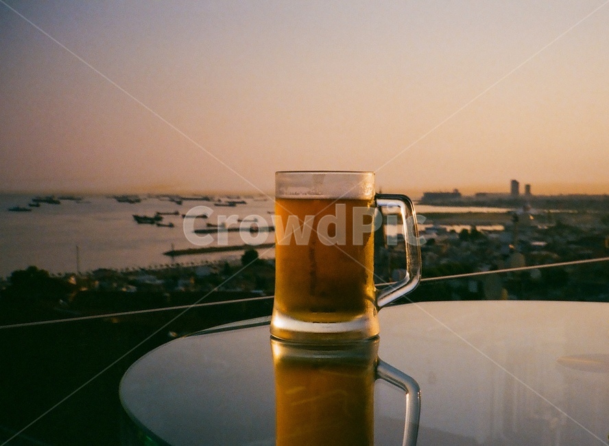 맥주,테라스,beer,일몰,필름카메라,필름사진,술,주류,alcohol