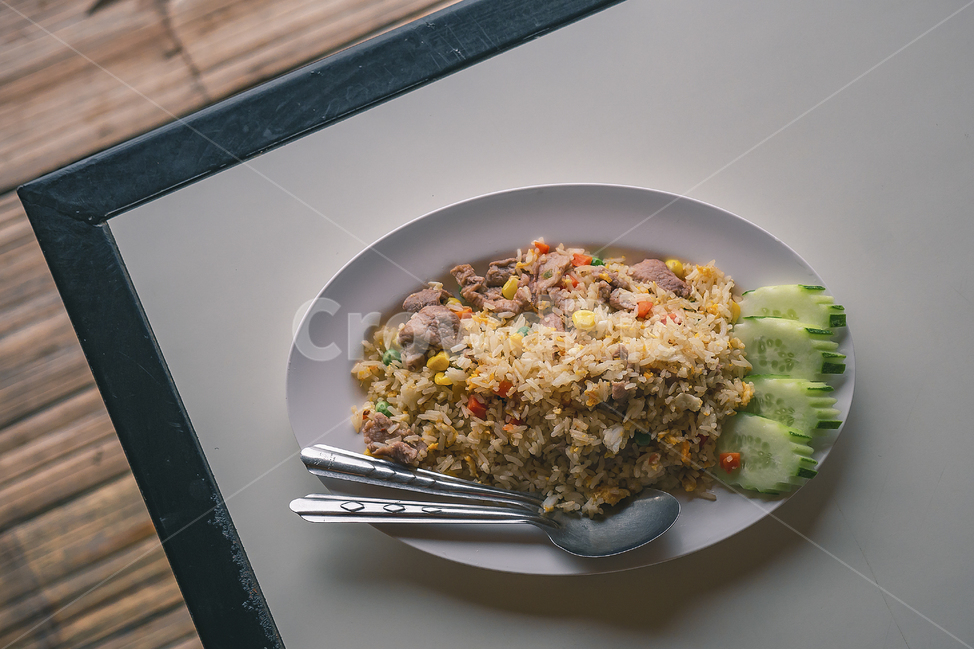 savory,cucumber,Thai food,Thai cuisine,pork,delicious,food,thaifood,fried rice,thai food,Thai traditional cuisine,Pork Fried Rice,friedrice
