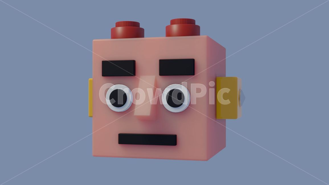 장난감얼굴,cube,사각형얼굴,3d얼굴,toyface,일자눈썹,동그란눈알,3d그래픽,네모