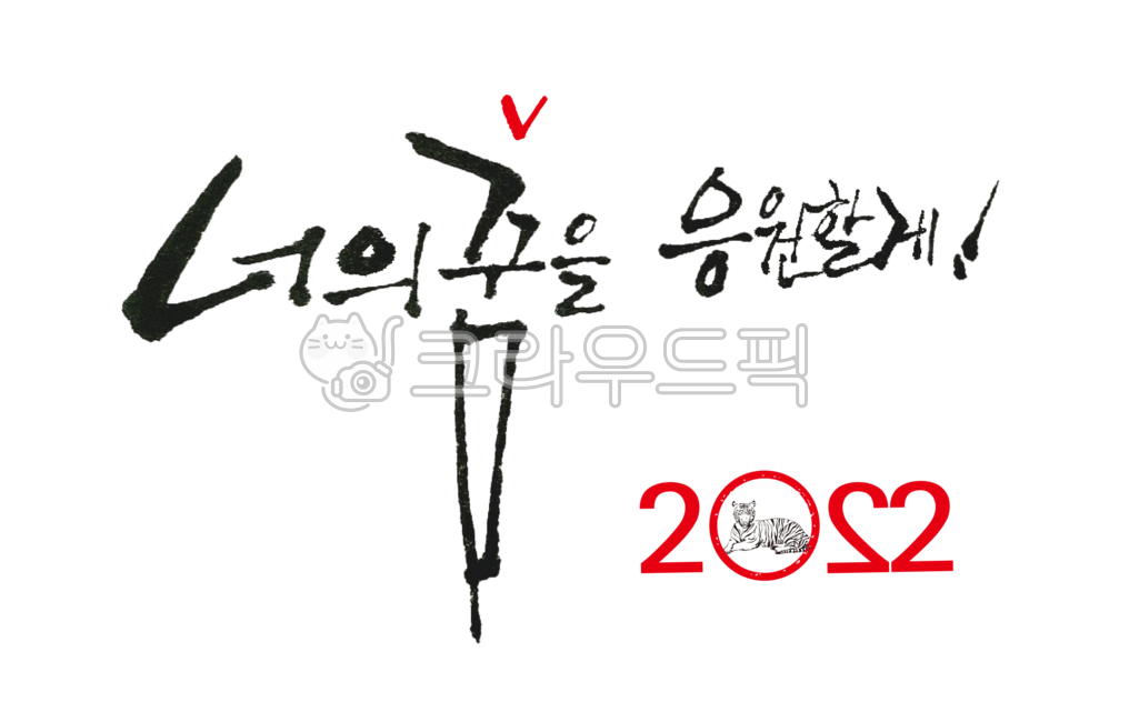 너의꿈을응원할게,꿈,응원,너,화이팅,새해,호랑이,2022,임인년,체크,캘리그라피,지지자,text,텍스트,느낌표,좋은말,힘이되는말,응원메세지