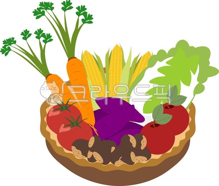 수확,채소일러스트,야채일러스트,과일일러스트,농산물일러스트,유기농,신선한,바구니,당근,옥수수,배추,양상추,양배추,토마토,고구마,자색고구마,햇밤,밤,열매,사과,농산물,야채,채소,과일,헬시푸드,자연,식품,건강,식단,비건,채식,주방,요리,농업,제철,영양,비타민,일러스트,평면,다이어트
