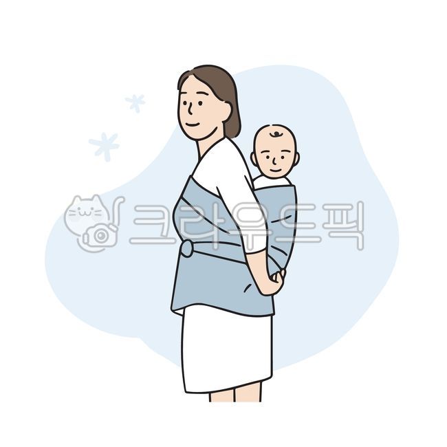 일러스트,할머니,조부모,황혼육아,어부바,포대기,엄마와아기,유아,영아,아기,어머니,어린시절