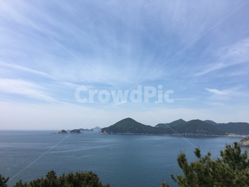 바다,산,자연,하늘,구름