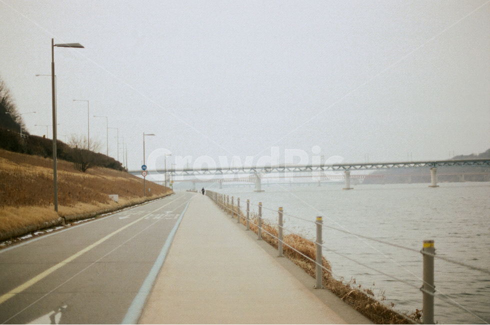 한강,겨울,자전거도로,한적함,여유