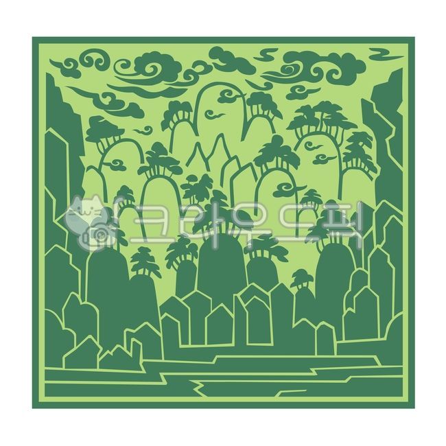 pine tree,pattern,icon,web source,koreantraditionalpattern,square pattern,rock,cloud,traditional colors,mountain,traditional color,graphic,Korean traditional pattern,green,landscape painting,Korean,traditional pattern,korean,background,illustration,Korean