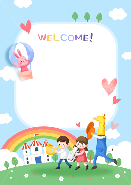 토끼,기린,하트,무지개,궁전,남자아이,여자아이,어린이집,어린이,유아원,유치원,프레임,학원,원아모집,원아,어린이,어린아이,child,children,kid,그래픽,일러스트레이션,graphic,illustration