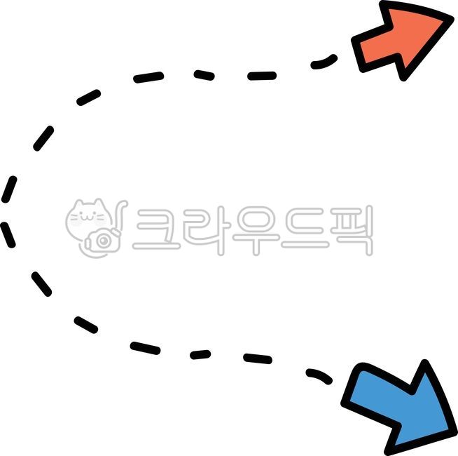 점선,선,곡선,화살표,상승,하락,상향,하향,빨간색,파란색,위아래,위,아래,상하,arrow