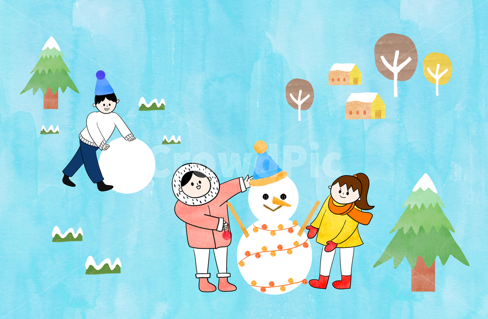 눈사람,나무,남자,여자,집,겨울,감성,겨울,계절,winter,season,자연,풍경,nature,landscape,그래픽,일러스트레이션,graphic,illustration