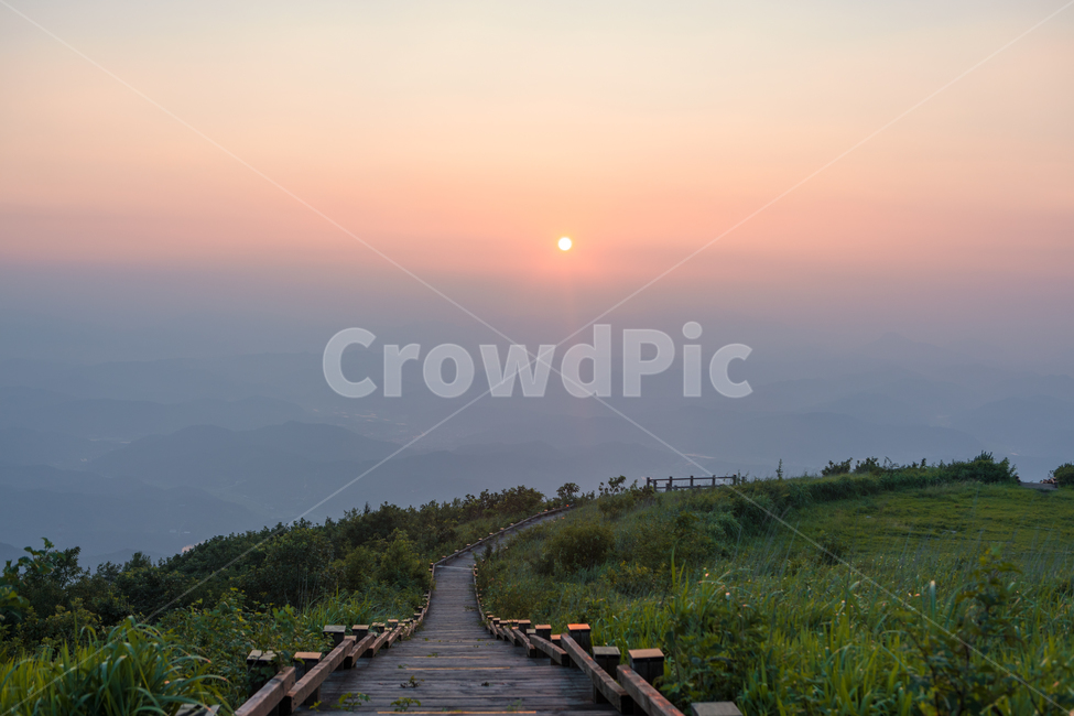 노을,석양,한우산,의령,자굴산,자연,풍경,nature,landscape,bridge,다리,building,건물,boardwalk,산책로