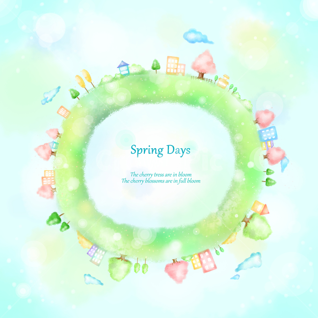 건물,나무,구름,프레임,봄,배경,백그라운드,감성,봄,계절,spring,season,그래픽,일러스트레이션,graphic,illustration,art,미술