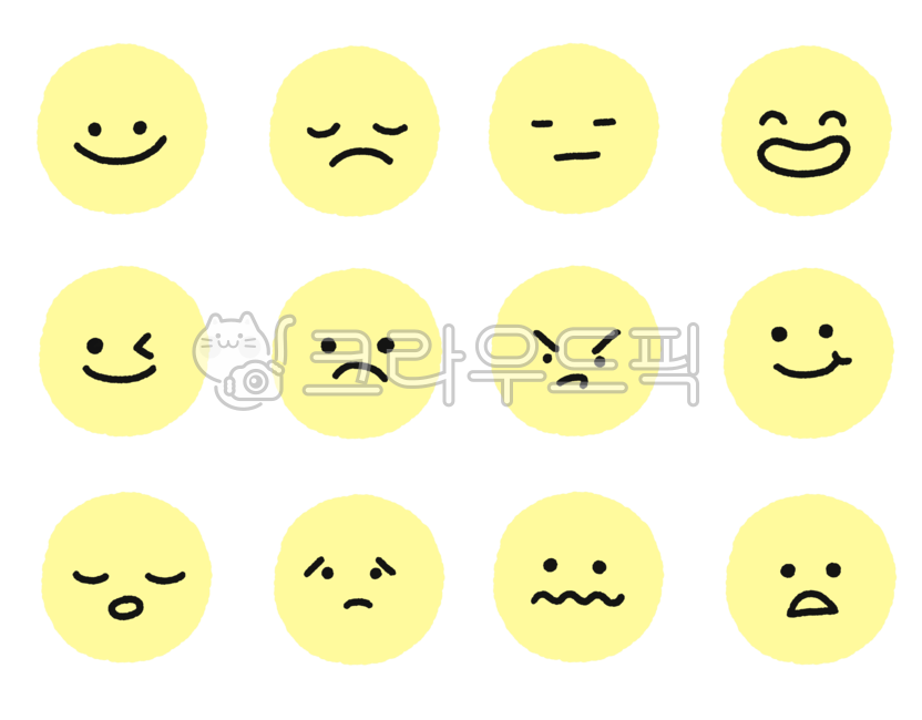 손그림,일러스트,스티커,다꾸,디자인요소,장식,굿노트스티커,png,얼굴,표정,표정스티커,표정이모티콘,이모티콘,웃는얼굴,감정,감정표현,동그라미,원형