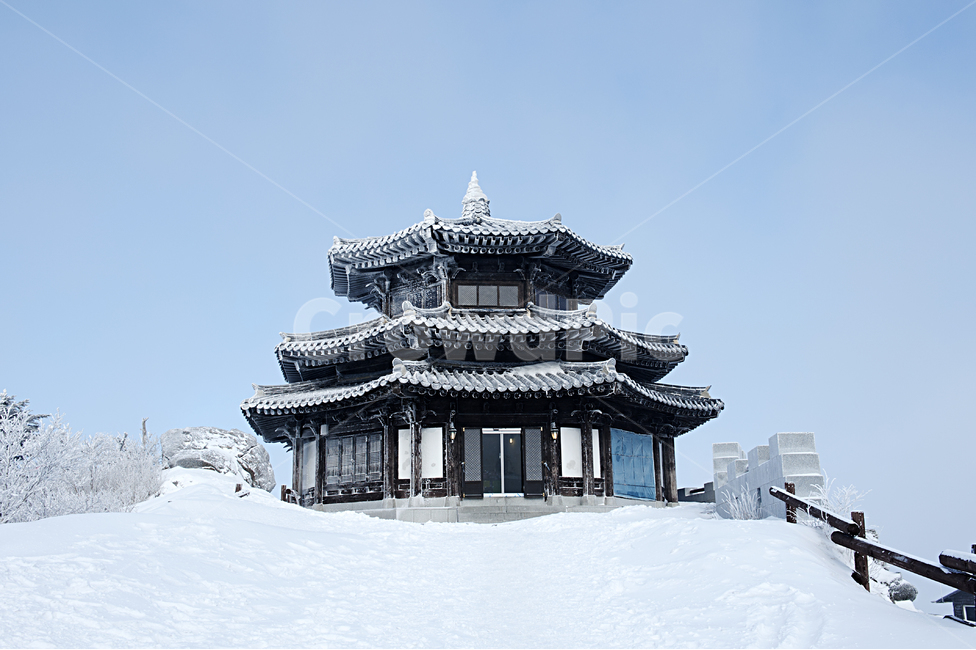덕유산,정상,눈덮인건물,눈,겨울