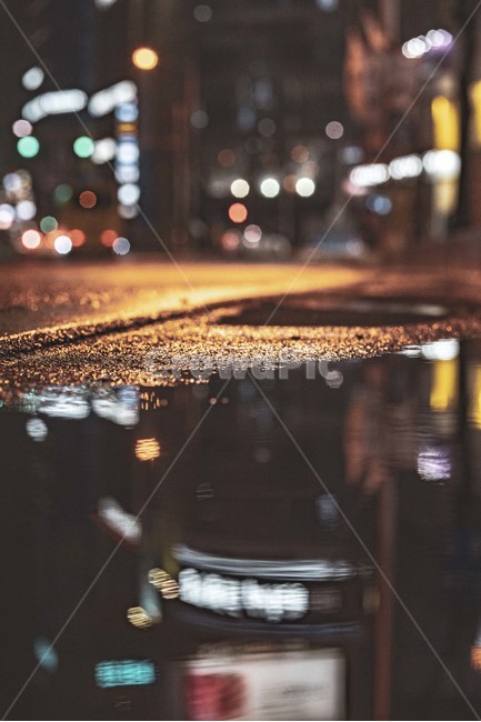 반영,밤거리,보케,로우앵글,puddle,흐리게하다,웅덩이,물웅덩이