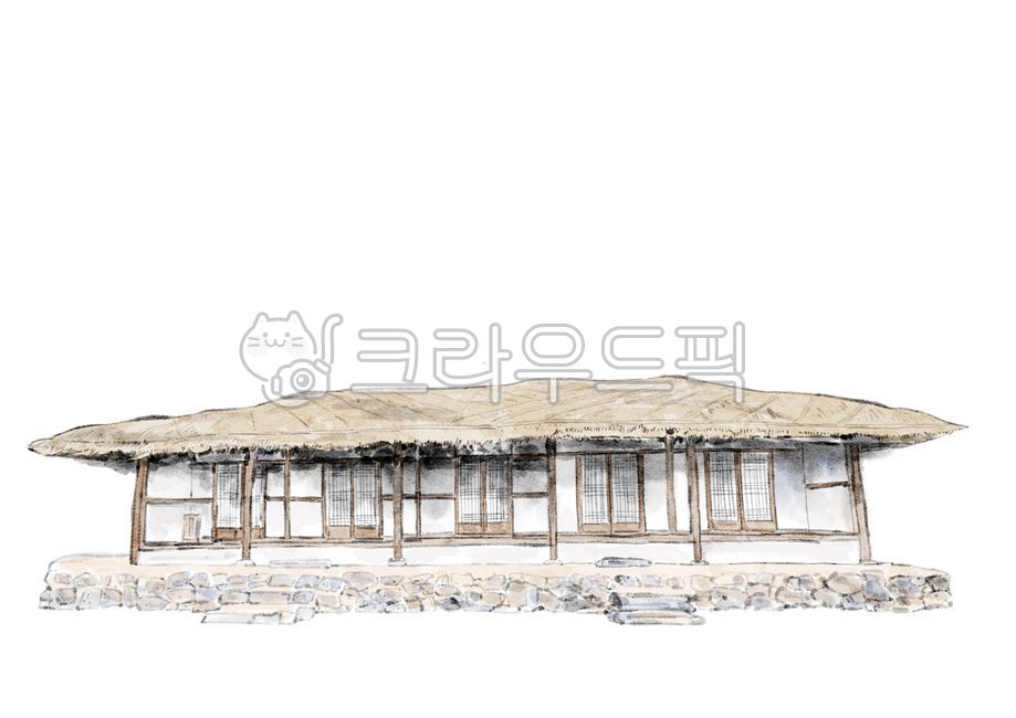 shack,Oriental painting illustration,Art,outdoors,nature,thatched house,illustration,oriental painting,house,building,architecture