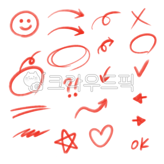 화살표,스마일,꼬리표,별표,색연필,강조,ppt,손그림,채점,고,공부,파워포인트,ok