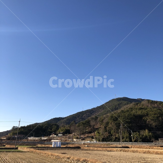 하늘,시골,풍경,논,산,날씨