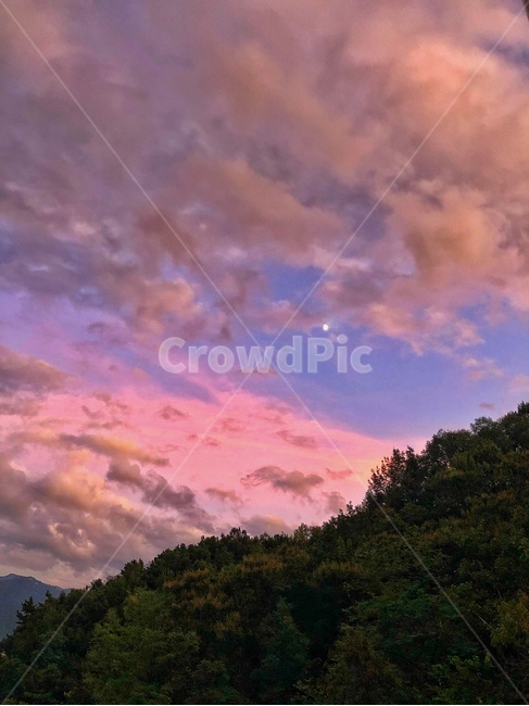 nature,자연,outdoors,옥외,weather,날씨,sky,하늘,cloud,구름,cumulus,적운,달,저녁
