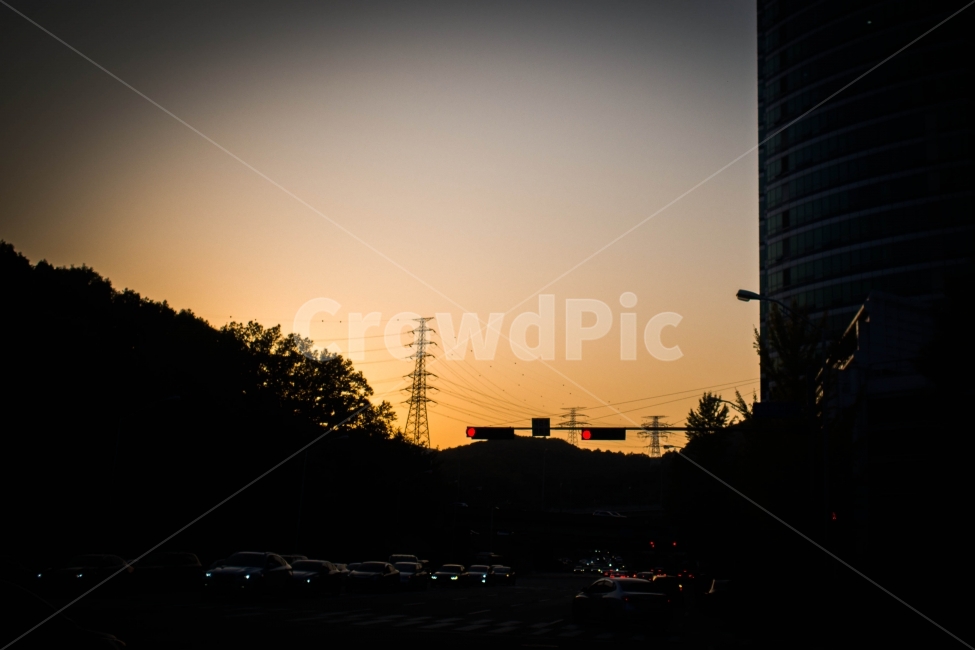 자연,일몰,노을,조화,아름다움,도시,풍경,city,landscape,교통,교통수단,traffic,transportation,cable,케이블,power lines,전력선