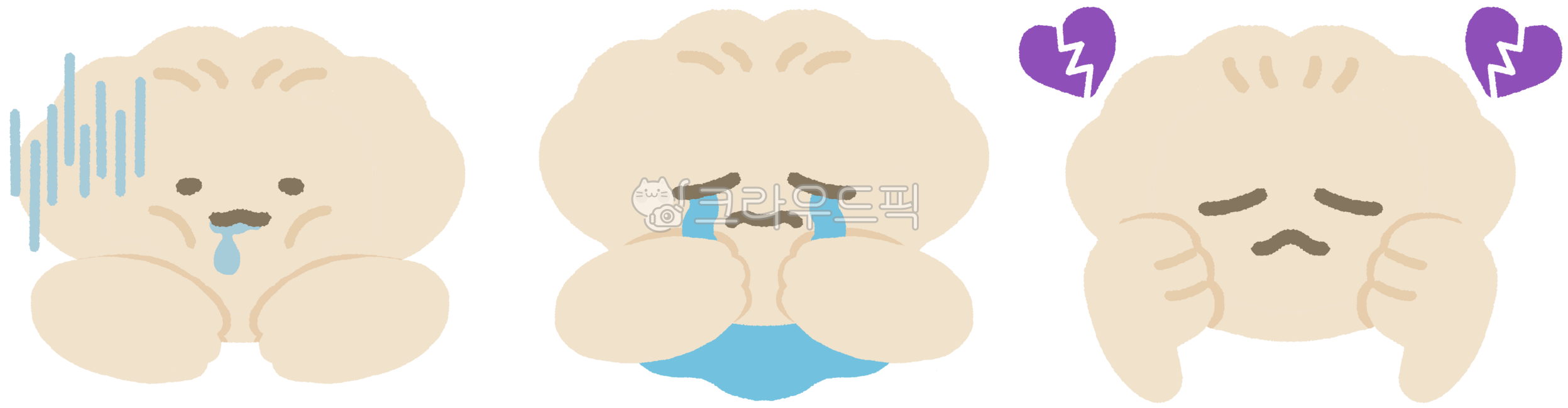 Dumplings,dumpling characters,I hate it,it's not that good,disappointment,tears,reviews,I'm hungry,emotional illustrations,reviews,evaluations,review stickers,ratings,emoticons,cute illustrations,character illustrations,cute,expre